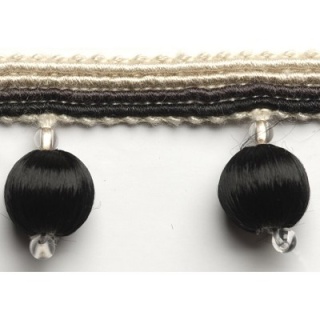 Jive satin ball fringe, Black