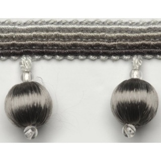 Jive satin ball fringe, Grey