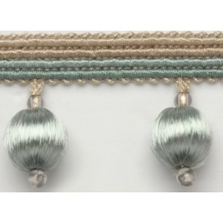 Jive satin ball fringe, Aqua