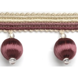 Jive satin ball fringe, Aubergine