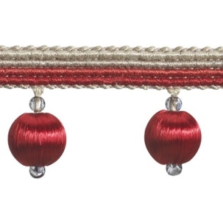 Jive satin ball fringe, Red