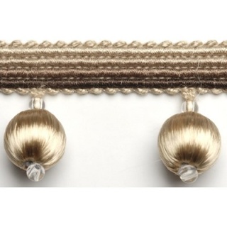 Jive satin ball fringe, Brown