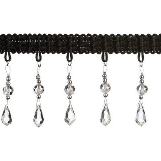 Vienna glass beaded fringe, Black