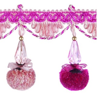 Interlude pompom tassel fringe, Cerise