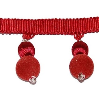 Opus Suede ball fringe, Brick Red