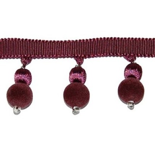 Opus Suede ball fringe, Damson