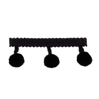 Pompom Fringe Black