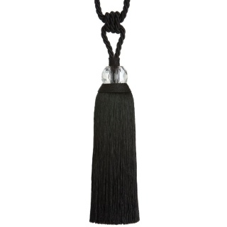 Vienna single tassel Glass tieback, Black