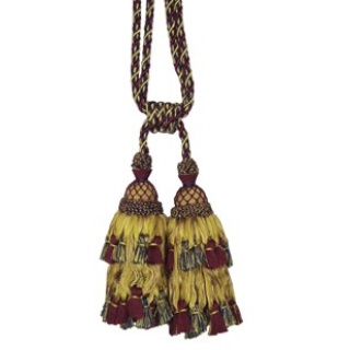 Antique swagged double tassel tieback, colour 7639