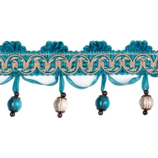 Atomic beaded fringe, Turquoise