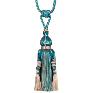 Atomic decorated tassel tieback, Turquoise
