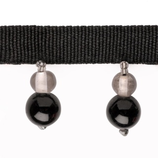 Large & small round glass bead trim, Black