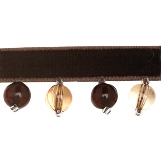 Small Bead trim, Apricot/Dark Brown