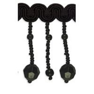 Chelsea beaded fringe, Black