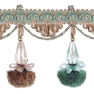 Interlude pompom tassel fringe, Aqua