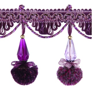 Interlude pompom tassel fringe, Aubergine