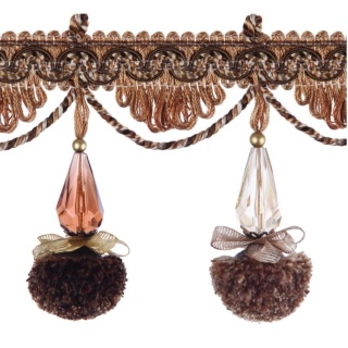 Interlude pompom tassel fringe, Brown