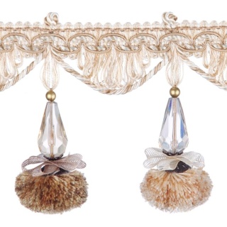 Interlude pompom tassel fringe, Cream