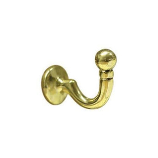 Polished brass ball end tieback hook