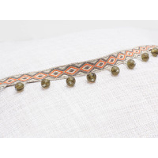 Romo Veneto Bead Braid Fringe, Henna