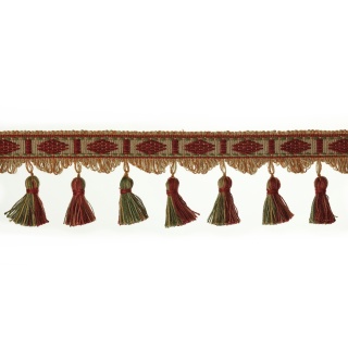 Colefax and Fowler Arlington Tasselled Fringe, Tomato/Olive