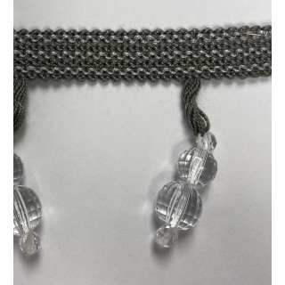 Woodstock beaded fringe, Silver Birch