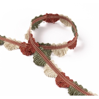 Colefax and Fowler Lansdowne Fan Edge, Tomato/Olive