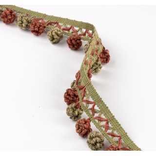 Colefax and Fowler Lansdowne Ruche Drop, Tomato/Olive