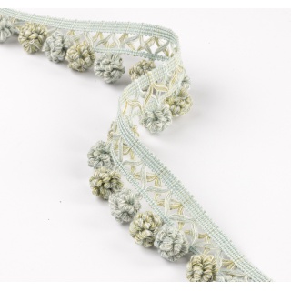 Colefax and Fowler Lansdowne Ruche Drop, Aqua/Leaf