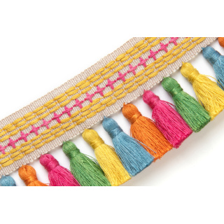 Christopher Farr Cloth Jamboree Tasselled Tape, Hot Pink