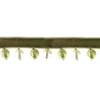 Small Bead trim, Ivory/Green