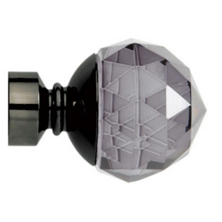 Pair of Neo Smoke Grey Faceted 28mm Ball Finials Black Nickel