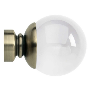 Pair of Neo 35mm Clear Ball Finials Spun Brass