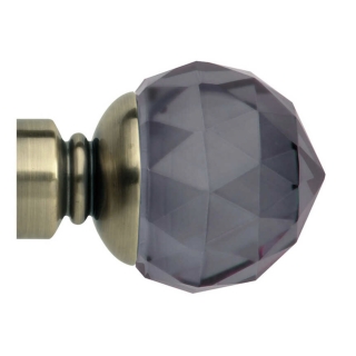 Pair of Neo Smoke Grey Faceted 35mm Ball Finials Spun Brass