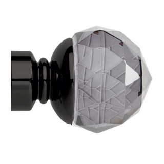 Single Smoke Grey Faceted Neo 35mm Ball Finial Black Nickel